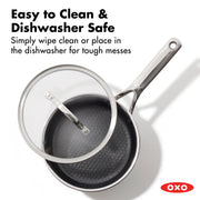 Hybrid 2.5QT Nonstick Saucepan with Glass Lid by OXO – 2.5QT Saucepan with Lid, 2.5 quarts, Ceramic, Stainless Steel, Model CC010465-001