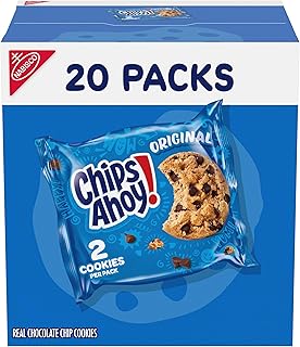 Chips Ahoy! Original Chocolate Chip Cookies, 20 Snack Packs (2 cookies per pack) | 2 Cookies Per Pack, Individually Wrapped, Real Chocolate Chip Cookies, Certified Kosher
