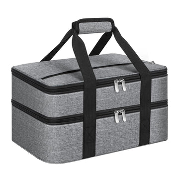 MIAOJIE Insulated Casserole Carrier Bag, 16 x 10 x 7.2 Inches, Gray