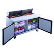 14.3 cu. ft. 2-Door 60" Commercial Food Salad/Sandwich Prep Table Refrigerator in Stainless Steel by Dukers – (W x D x H): 60″ x 31 1/2″ x 45 5/8″, Model DSP60-16-S2