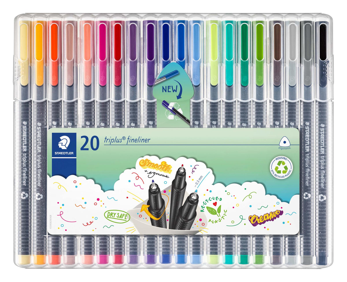 Triplus Fineliner Pens by STAEDTLER – 20 Count (Pack of 1), Plastic, Assorted, Model 334 SB20