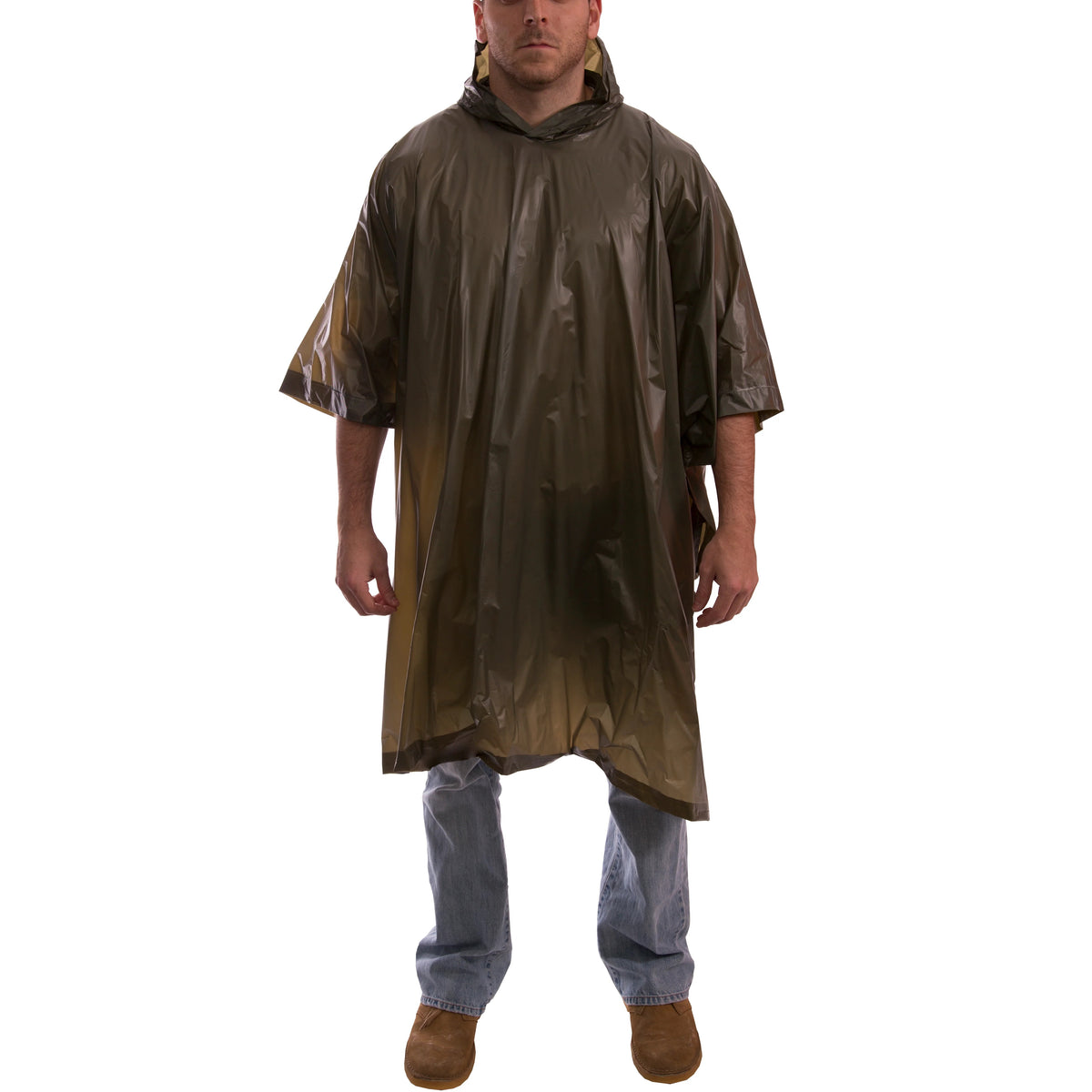 Tingley PVC Clear Rain Poncho, One Size Fits Most - Green