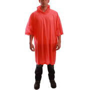 Tingley PVC Clear Rain Poncho, One Size Fits Most - Orange
