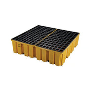Eagle Manufacturing HDPE Plastic Drum Pallet, 51" x 52 1/2" - Yellow
