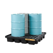 Justrite EcoPolyBlend Polyethylene Plastic Pallet, 55" Wide, Black - 5,000 lb. 79 gal.
