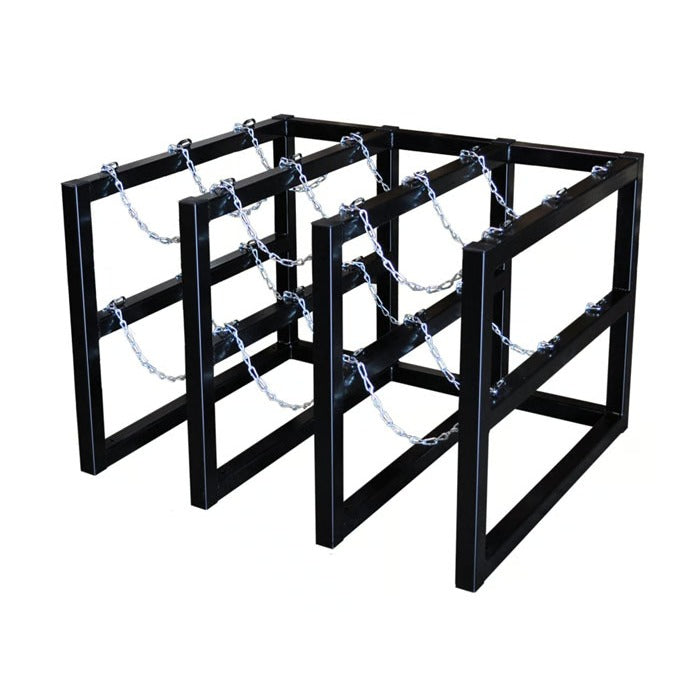 Justrite Rack, 44" Wide, Black - 9 Gas Cylinders
