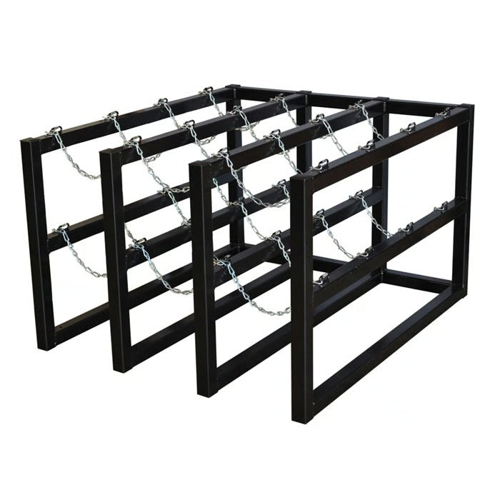 Justrite Rack, 44" Wide, Black - 12 Gas Cylinders