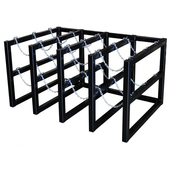 Justrite Rack, 58" Wide, Black - 12 Gas Cylinders