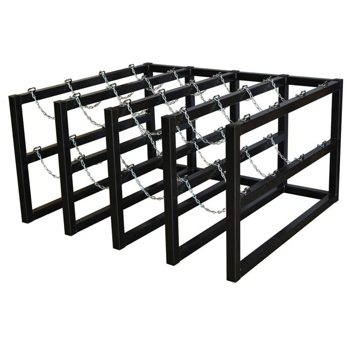 Justrite Rack, 58" Wide, Black - 16 Gas Cylinders