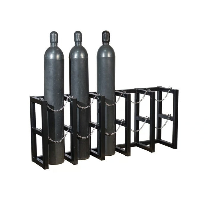 Justrite Rack, 70" Wide, Black - 5 Gas Cylinders
