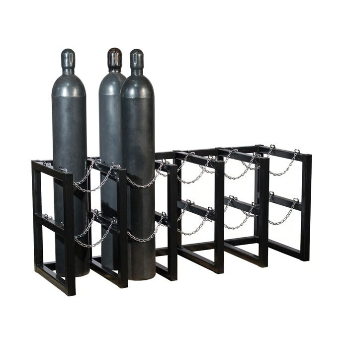 Justrite Rack, 70" Wide, Black - 10 Gas Cylinders