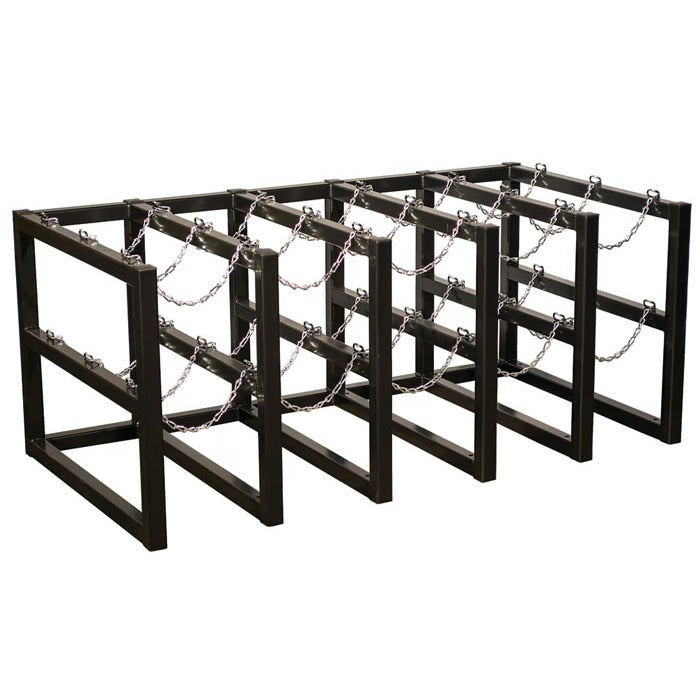 Justrite Rack, 70" Wide, Black - 15 Gas Cylinders