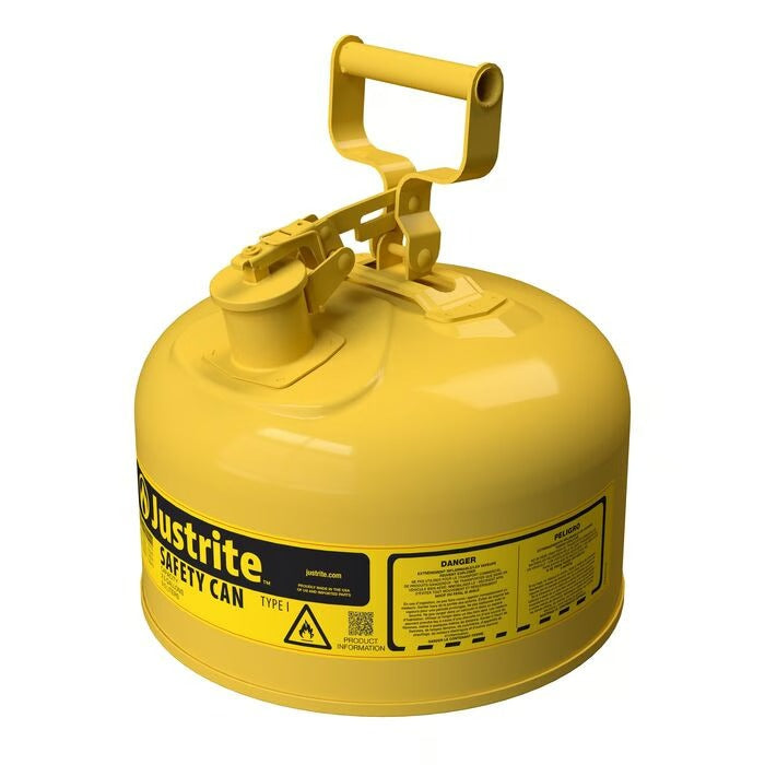 Justrite Steel Safety Can, 2.5 gal., Yellow - 7125200