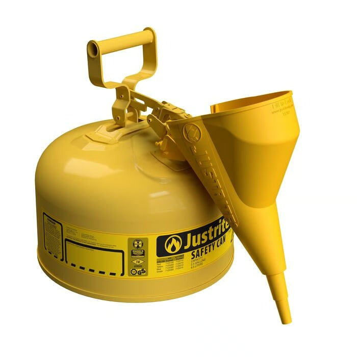 Justrite Steel Safety Can, 2.5 gal., Yellow - 7125210