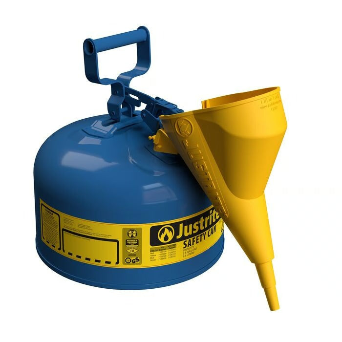 Justrite Steel Safety Can, 2.5 gal., Blue - 7125310