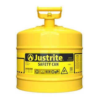 Justrite Steel Safety Can, 5 gal., Yellow - 7150200