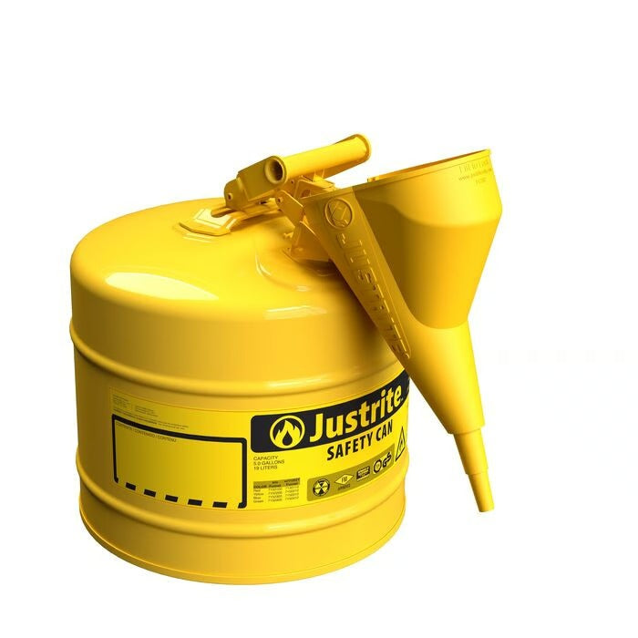 Justrite Steel Safety Can, 5 gal., Yellow - 7150210