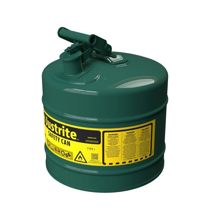 Justrite Steel Safety Can, 5 gal., Green - photo 2