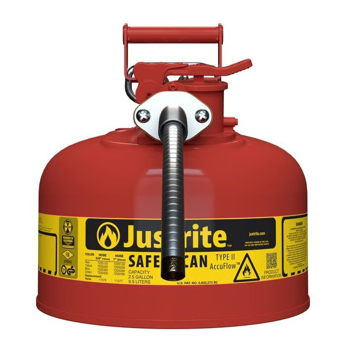 Justrite Steel Safety Can, 2.5 gal., Red - photo 2