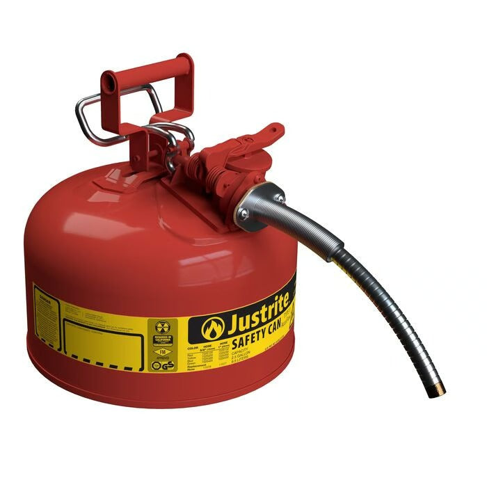 Justrite Steel Safety Can, 2.5 gal., Red - 5/8"
