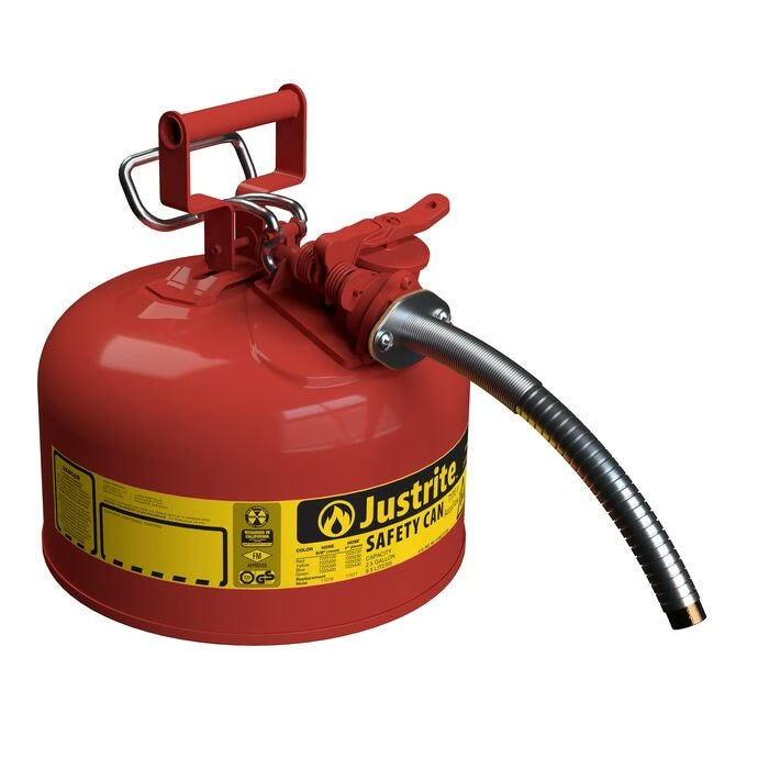 Justrite Steel Safety Can, 2.5 gal., Red - 1"