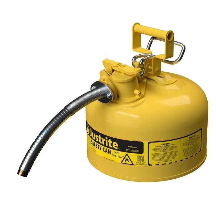 Justrite Steel Safety Can, 2.5 gal., Yellow - photo 2