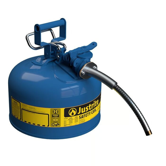 Justrite Steel Safety Can, 2.5 gal., Blue - 5/8"