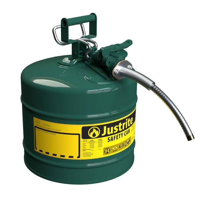 Justrite 7250420 Steel Safety Can, 5 gal., Green - Default Title