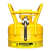 Justrite Steel Safety Can, 2.5 gal., Yellow - 5/8"