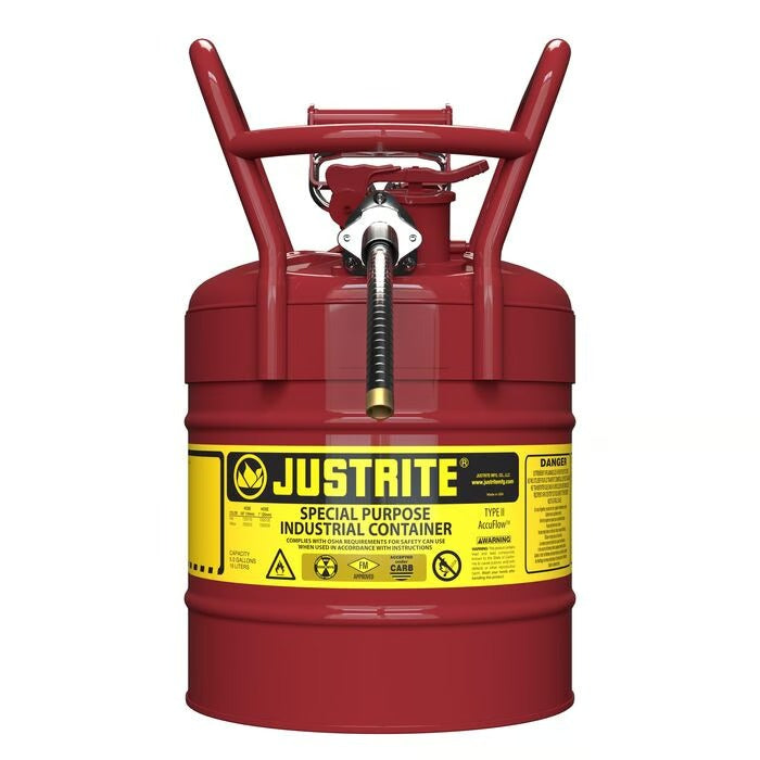 Justrite Steel Safety Can, 5 gal., Red - 5/8"