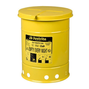Justrite 09111 Steel Oily Waste Can, 6 gal., Yellow - Default Title
