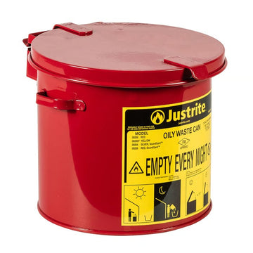 Justrite Oily Waste Can, 2 gal. - Red