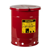 Justrite Steel Oily Waste Can, Red - 10 gal.