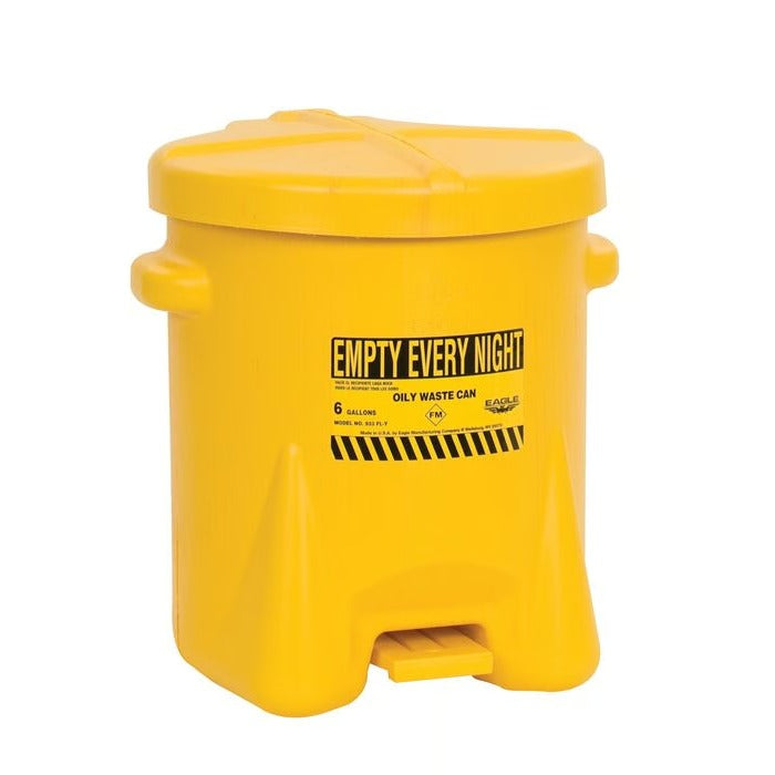 Eagle Manufacturing Polyethylene Oily Waste Can, 6 gal. - Yellow