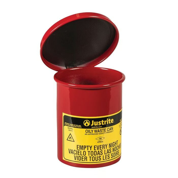 Justrite 9410 Steel Oily Waste Can, 1.8 qt., Red - photo 2