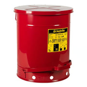 Justrite Steel Oily Waste Can, Red - 14 gal.
