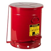 Justrite Steel Oily Waste Can, Red - 21 gal.
