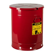 Justrite Steel Oily Waste Can, Red - 21 gal.