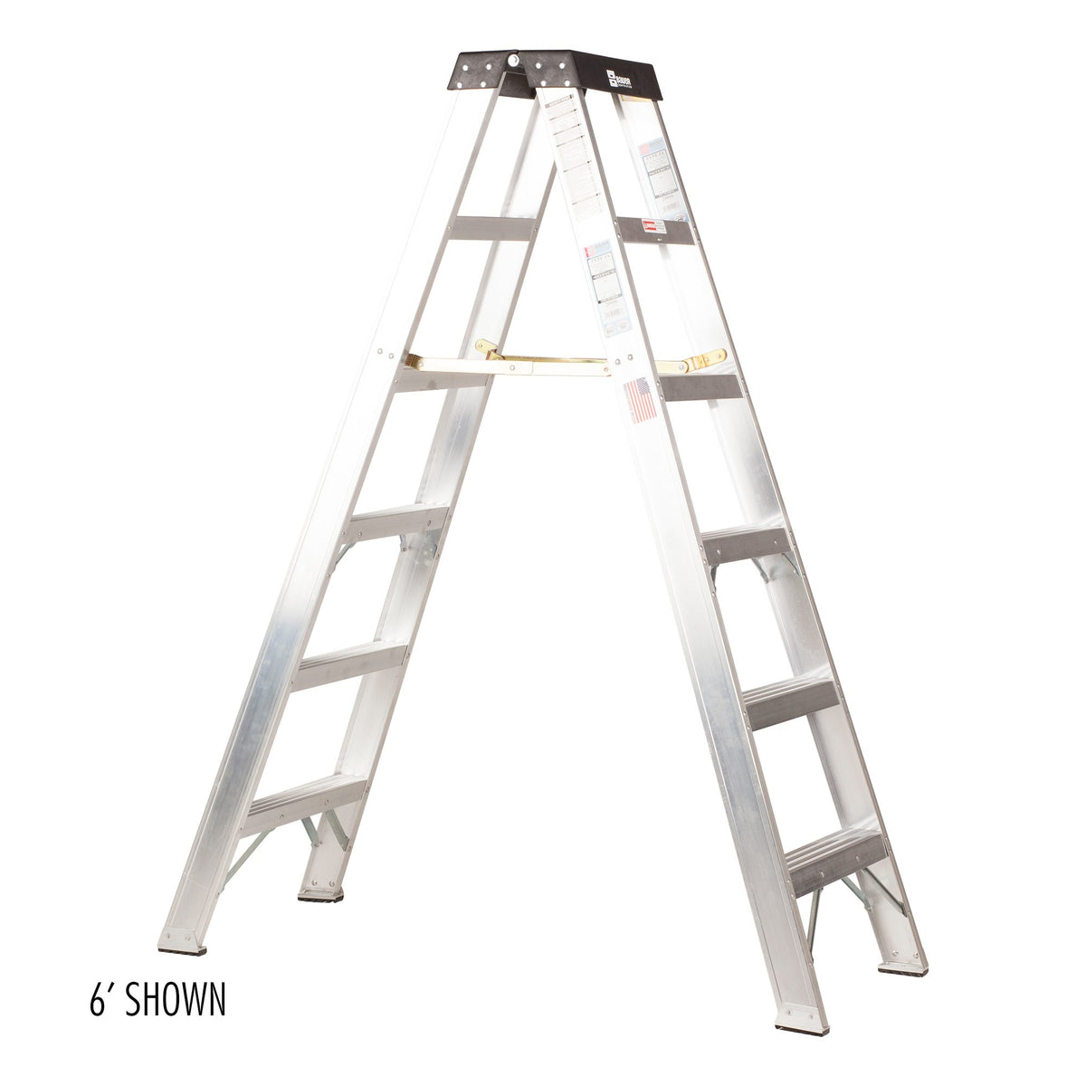 Bauer Ladders Aluminum Step Ladder, 300 lb. Capacity, Silver - 6'