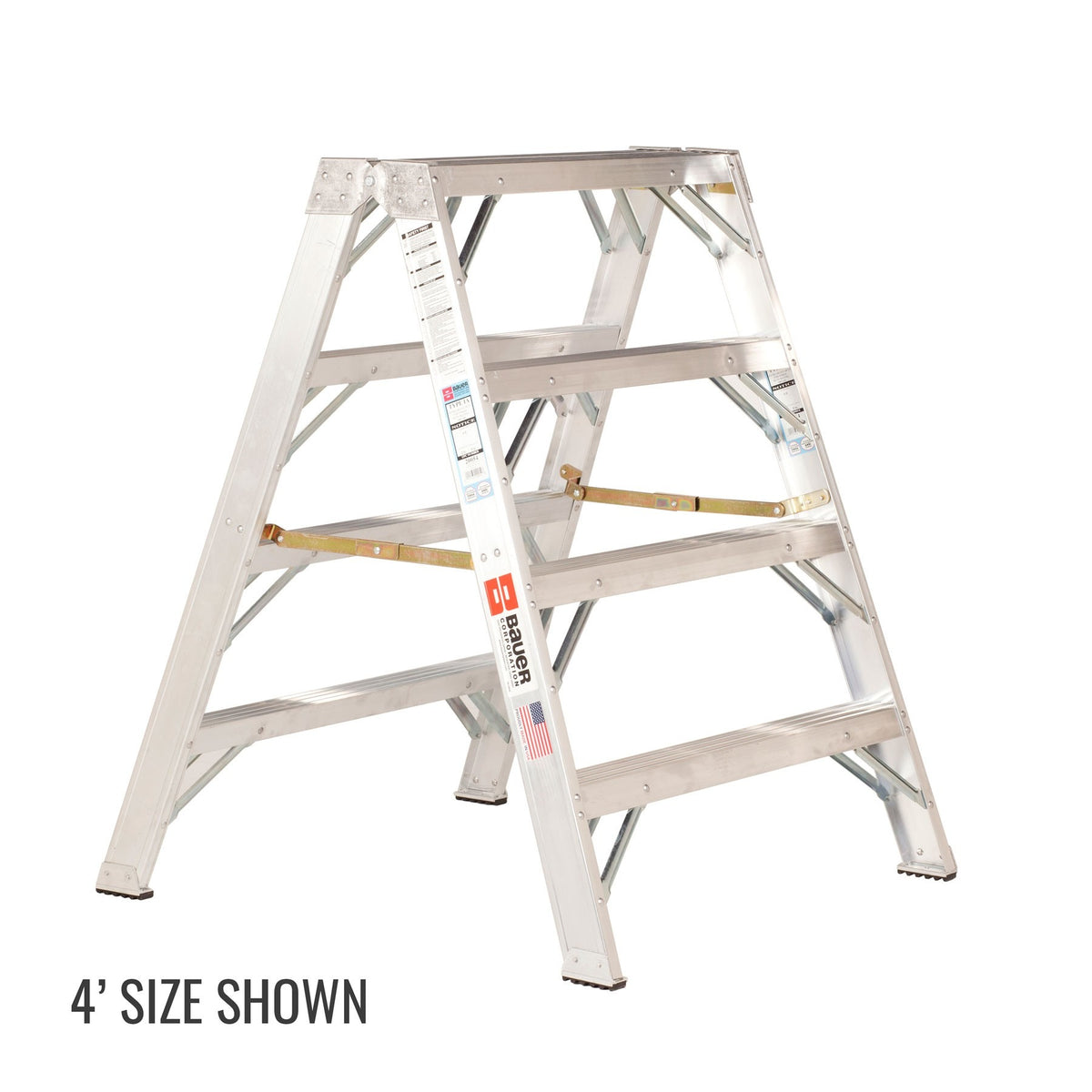 Bauer Ladders Aluminum Ladder, 300 lb. Capacity, Silver - 36"