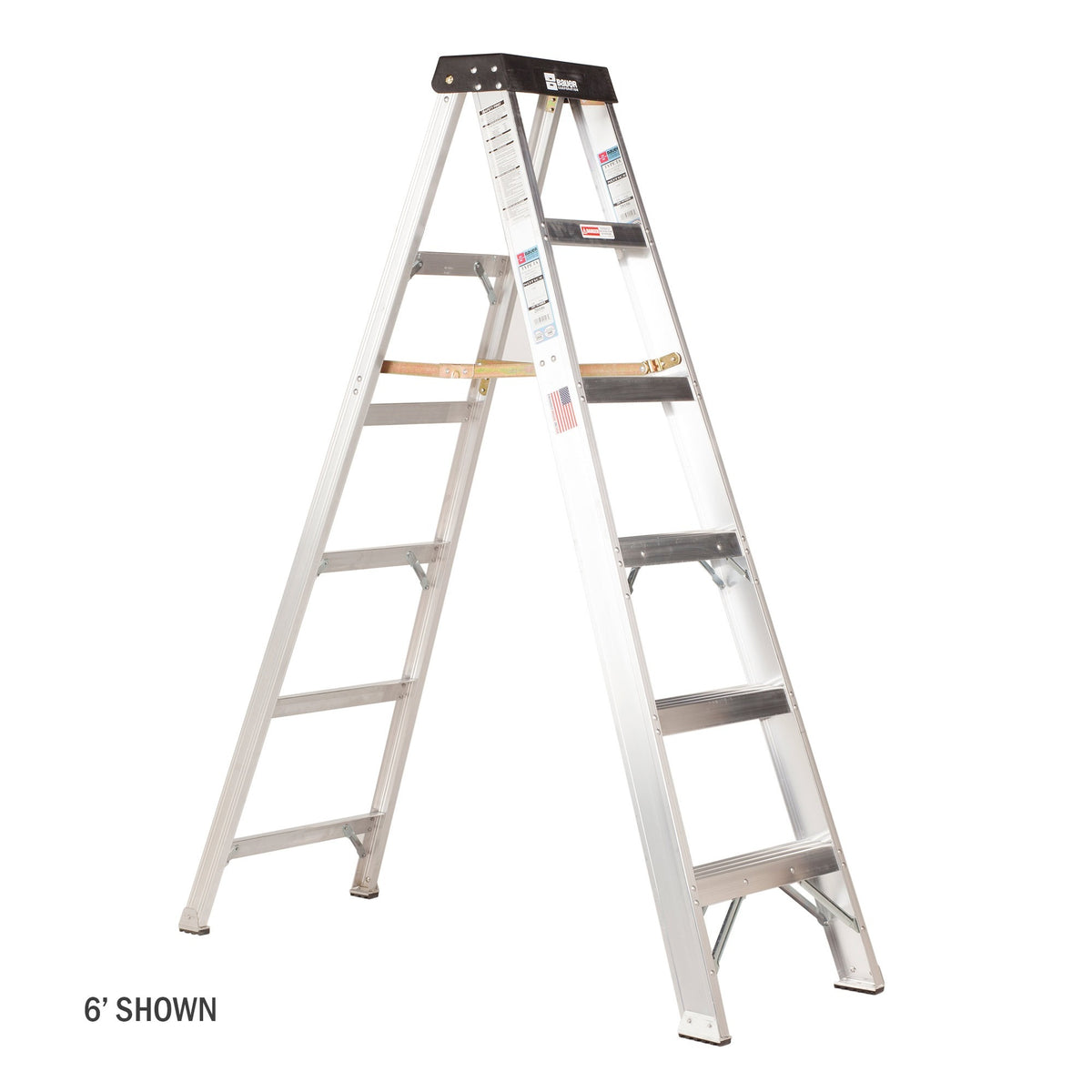 Bauer Ladders Aluminum Step Ladder, 300 lb. Capacity, Silver - 14 168"