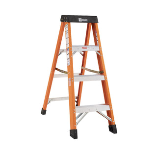 Bauer Ladders Fiberglass Step Ladder, 300 lb. Capacity, Orange - 4 48 inches
