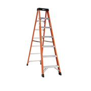 Bauer Ladders Fiberglass Step Ladder, 300 lb. Capacity, Orange - 7 84"