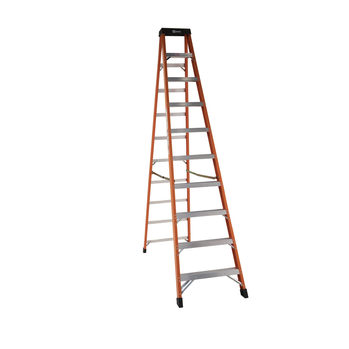Bauer Ladders Fiberglass Step Ladder, 300 lb. Capacity, Orange - 10 120"