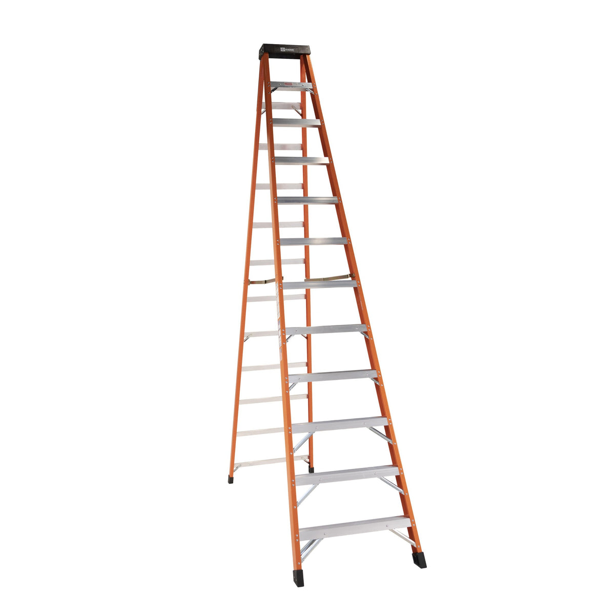 Bauer Ladders Fiberglass Step Ladder, 300 lb. Capacity, Orange - 12 144"
