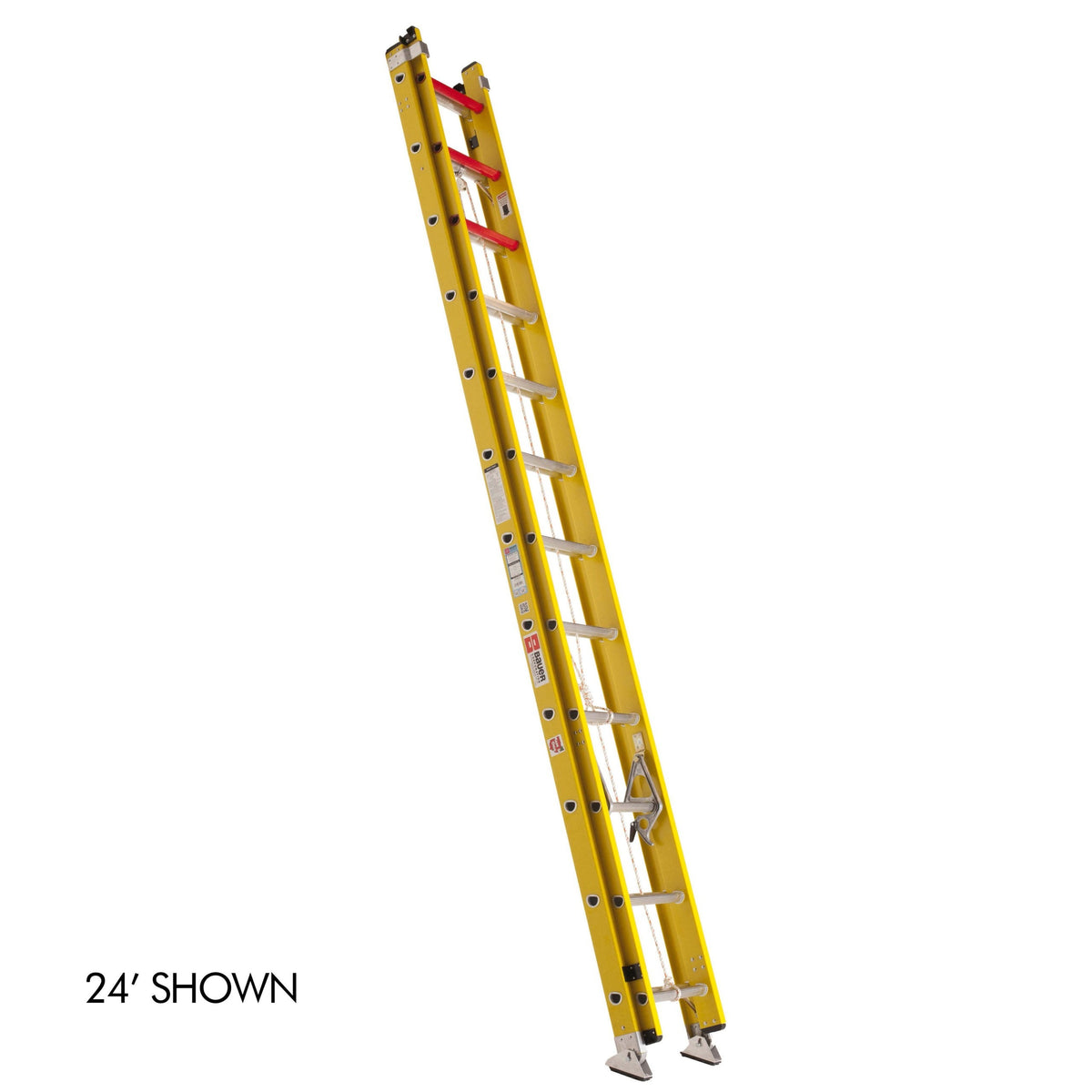 Bauer Ladders Fiberglass Extension Ladder, 300 lb. Capacity, Yellow - 24'