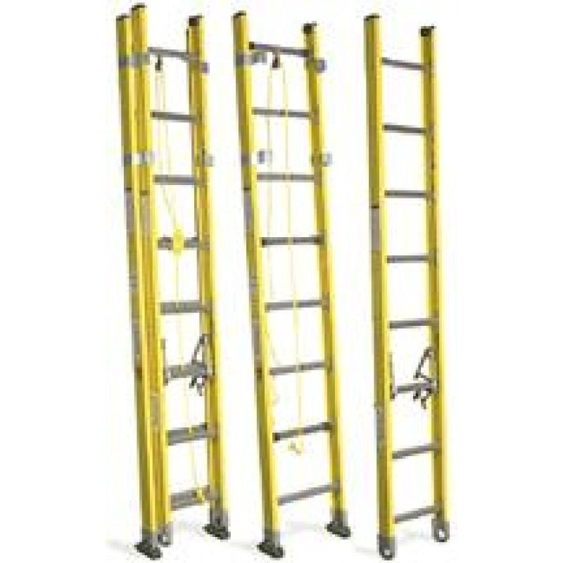 Bauer Ladders Fiberglass Extension Ladder, 375 lb. Capacity, Yellow - 16'