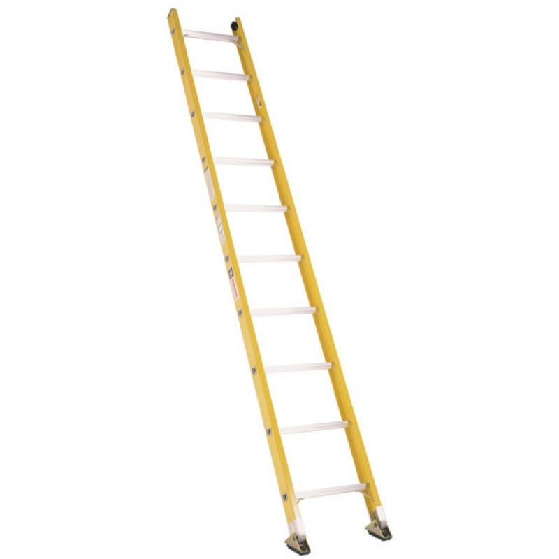 Bauer Ladders Fiberglass Straight Ladder, 300 lb. Capacity, Yellow - 10'