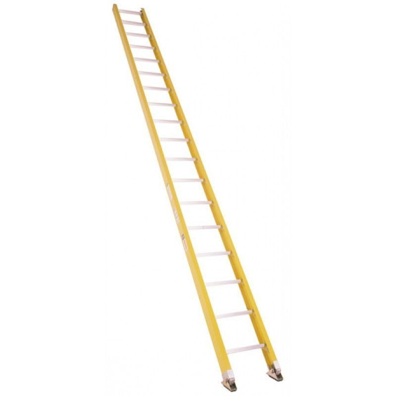 Bauer Ladders Fiberglass Straight Ladder, 300 lb. Capacity, Yellow - 18'