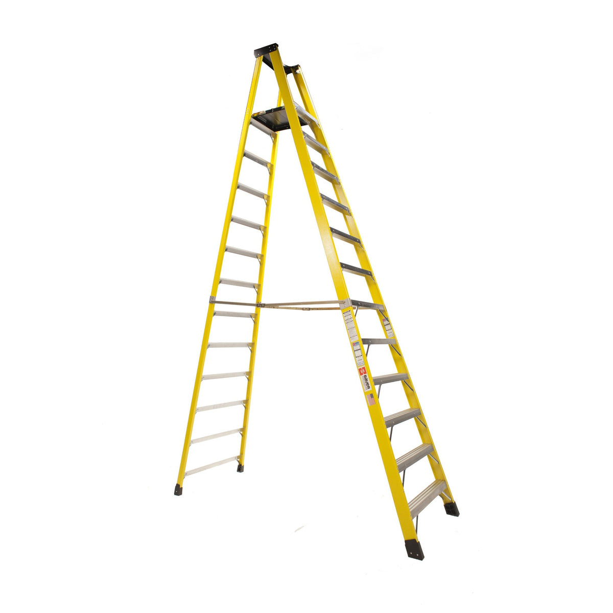 Bauer Ladders Fiberglass Platform Ladder, Yellow - 14'